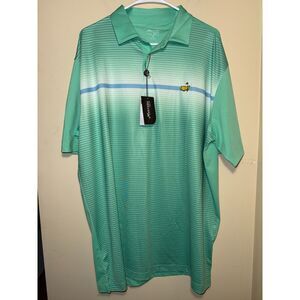 NWT Green Striped Masters Tech Polo | Size XL | Performance Golf Menswear